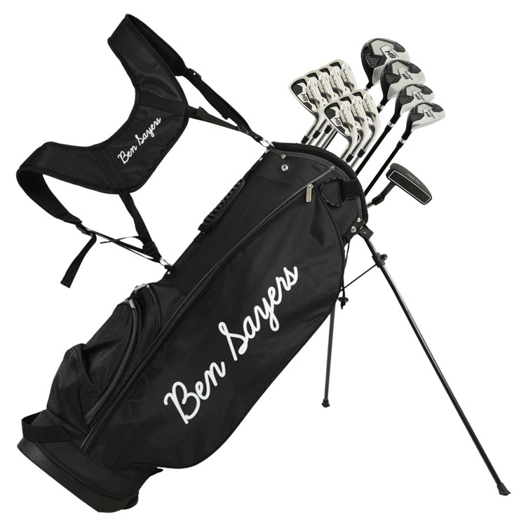 Ben Sayers M8 13-Piece Golf Package Set (+1 Inch Longer) Graphite/Steel Stand Bag Black/Grey