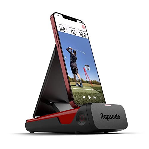 Rapsodo Mobile Launch Monitor for Golf Indoor and Outdoor Use with GPS Satellite View and Professional Level Accuracy, iPhone & iPad Only, Black/Red